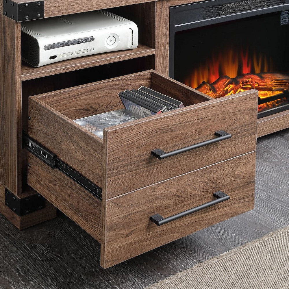 Richmond 60’’ Fireplace with 2 Drawers and 2 Shelves in Brown MHC-FP1-BR