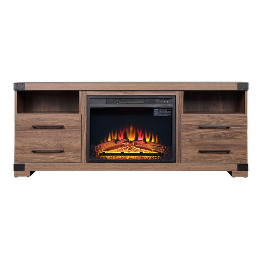 Richmond 60" Fireplace with 2 Drawers and 2 Shelves in Brown