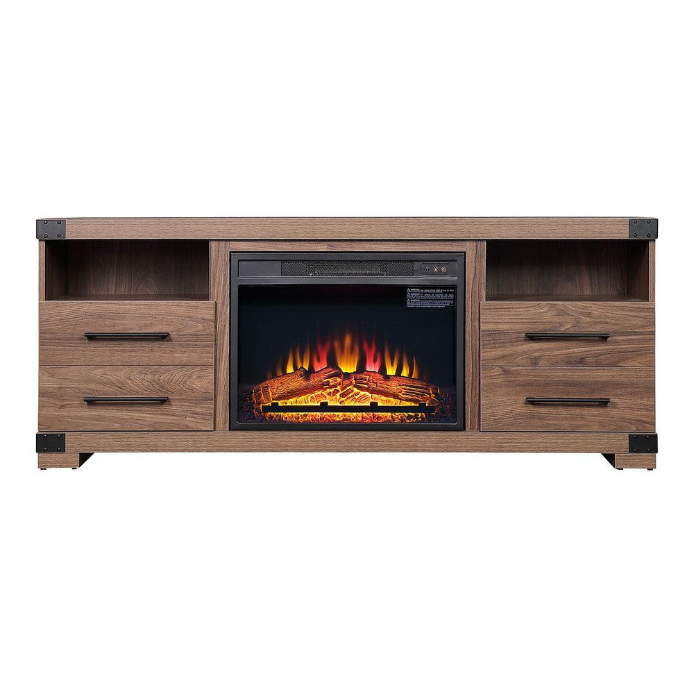 Richmond 60" Fireplace with 2 Drawers and 2 Shelves in Brown