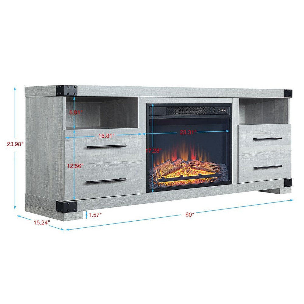 Richmond 60’’ Fireplace with 2 Drawers and 2 Shelves in Grey MHC-FP1-GY