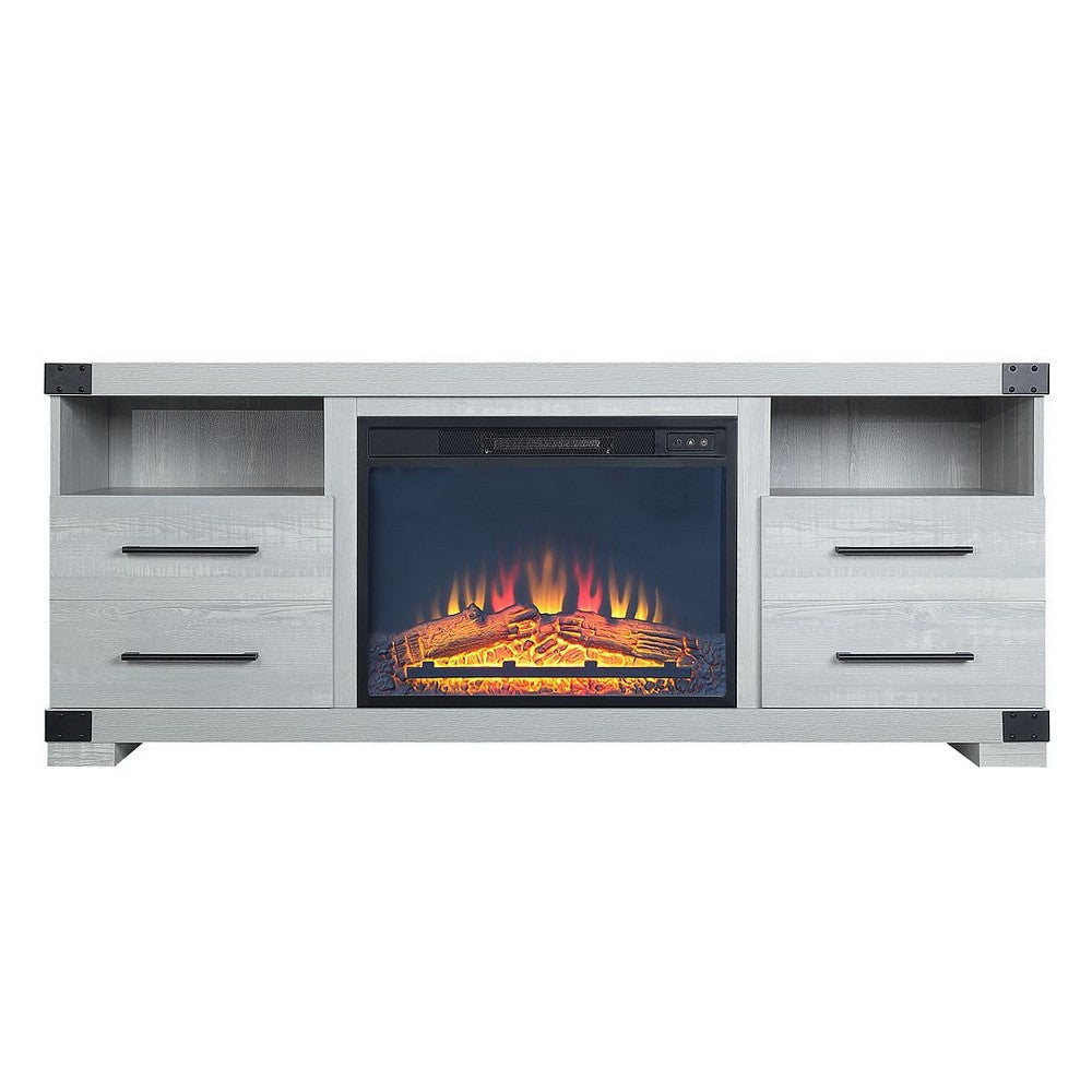 Richmond 60" Fireplace with 2 Drawers and 2 Shelves in Grey