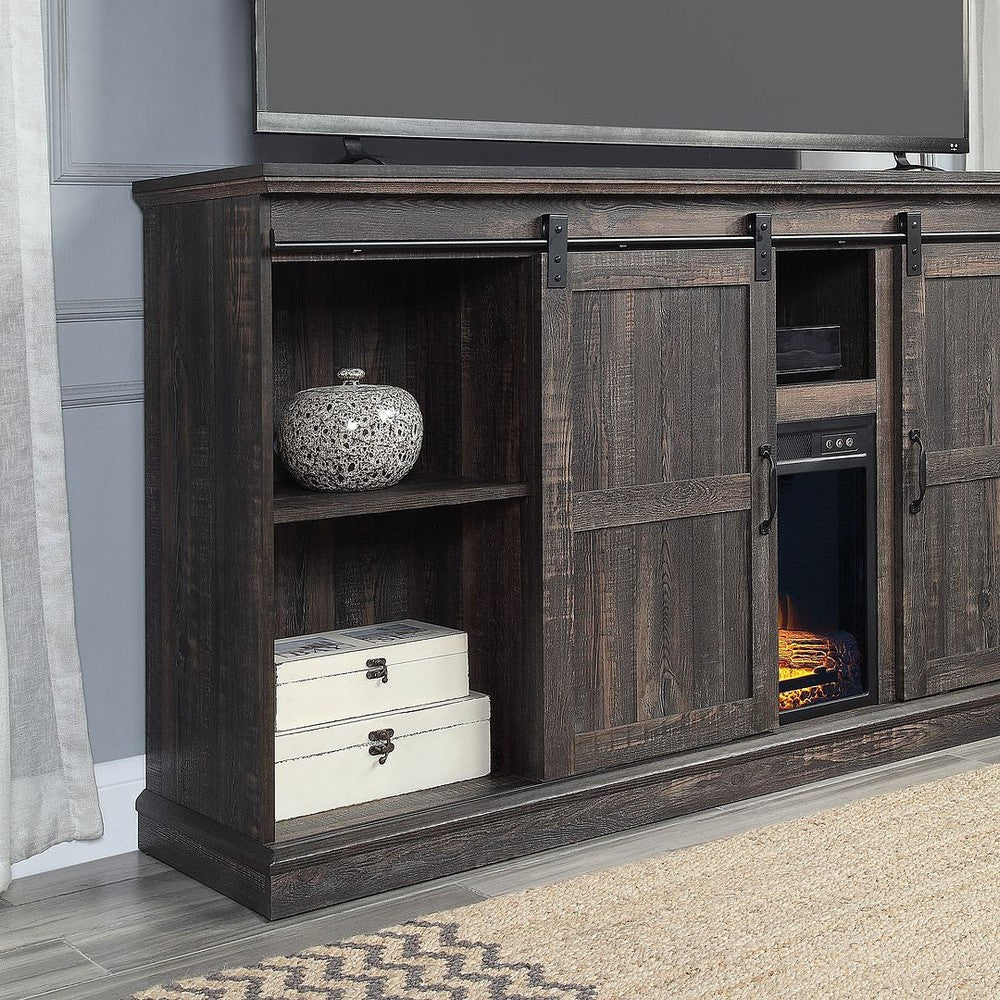 Myrtle 60’’ Fireplace with 2 Sliding Doors and Media Wire Management in Heavy Brown MHC-FP2-BR