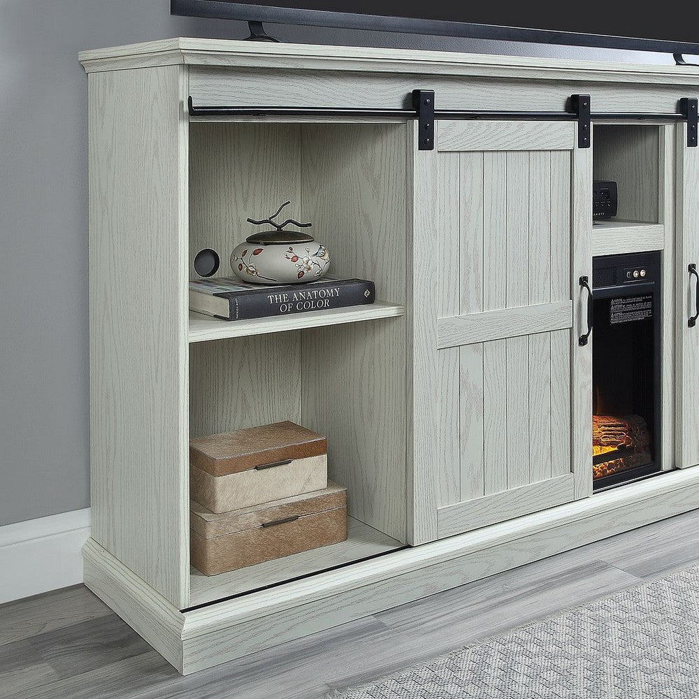 Myrtle 60’’ Fireplace with 2 Sliding Doors and Media Wire Management in Cream Oak MHC-FP2-CR