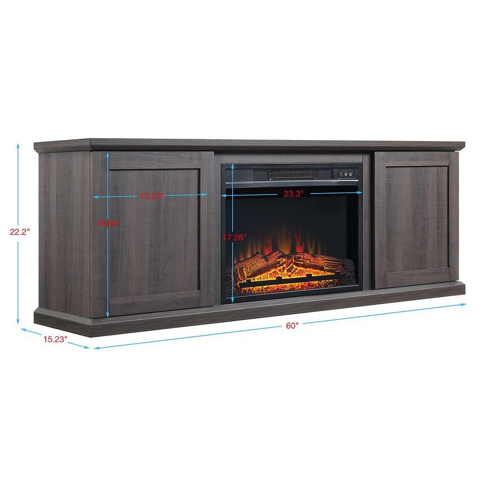 Franklin 60’’ Fireplace with 2 Doors in Heavy Brown MHC-FP3-BR