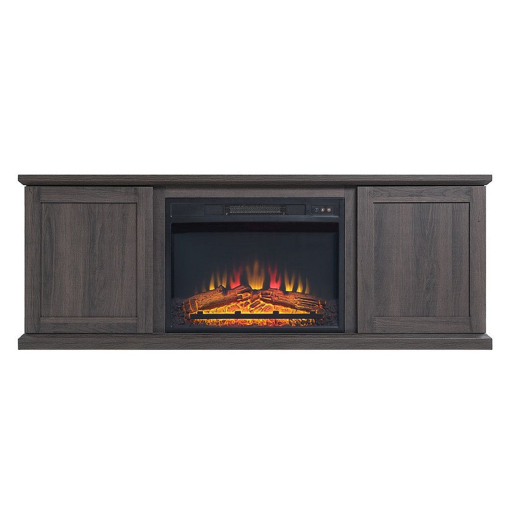 Franklin 60" Fireplace with 2 Doors in Heavy Brown