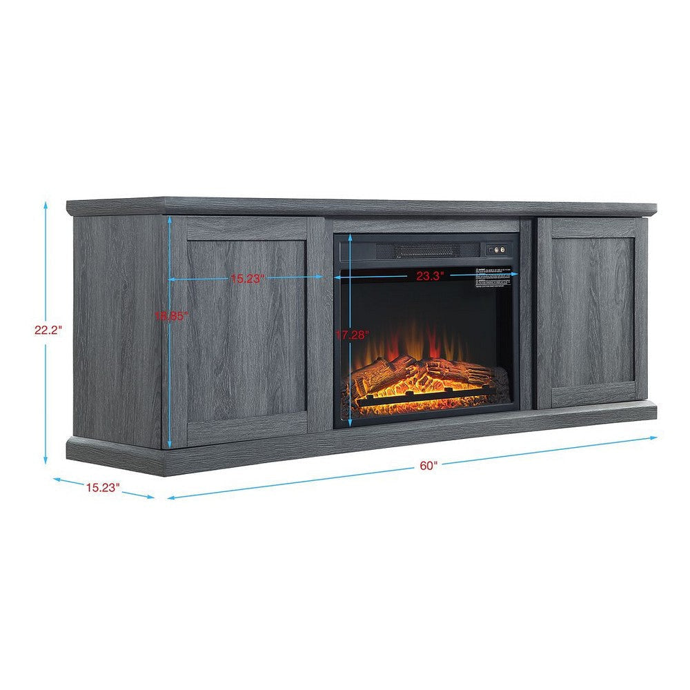 Franklin 60’’ Fireplace with 2 Doors in Grey MHC-FP3-GY
