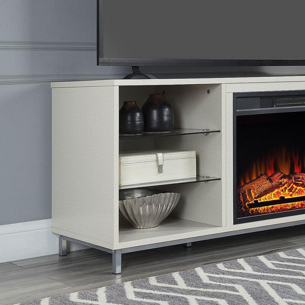 Brighton 60’’ Fireplace with Glass Shelves and Media Wire Management in Beige MHC-FP4-BG