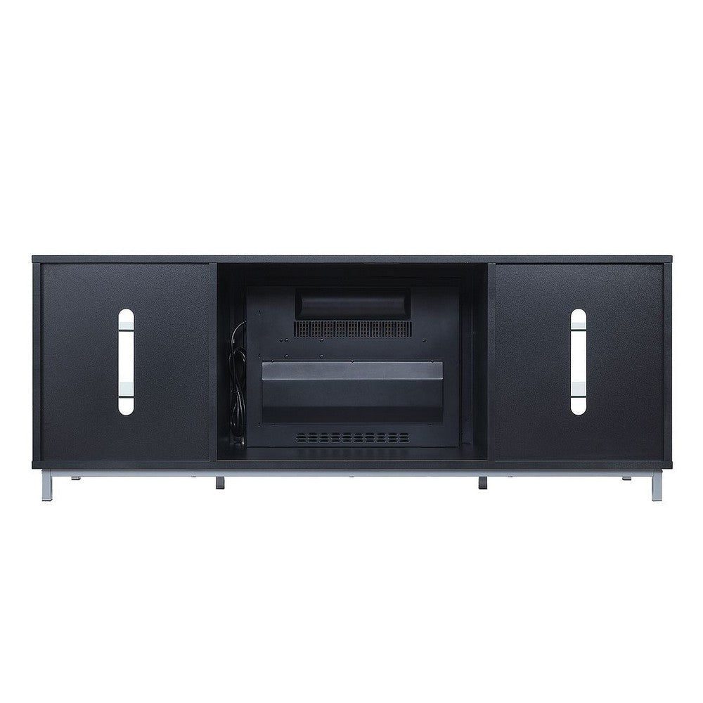 Brighton 60’’ Fireplace with Glass Shelves and Media Wire Management in Onyx MHC-FP4-BL
