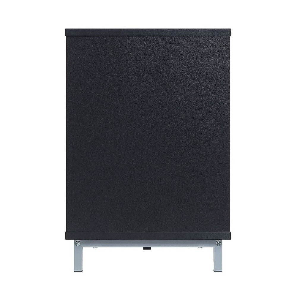 Brighton 60’’ Fireplace with Glass Shelves and Media Wire Management in Onyx MHC-FP4-BL