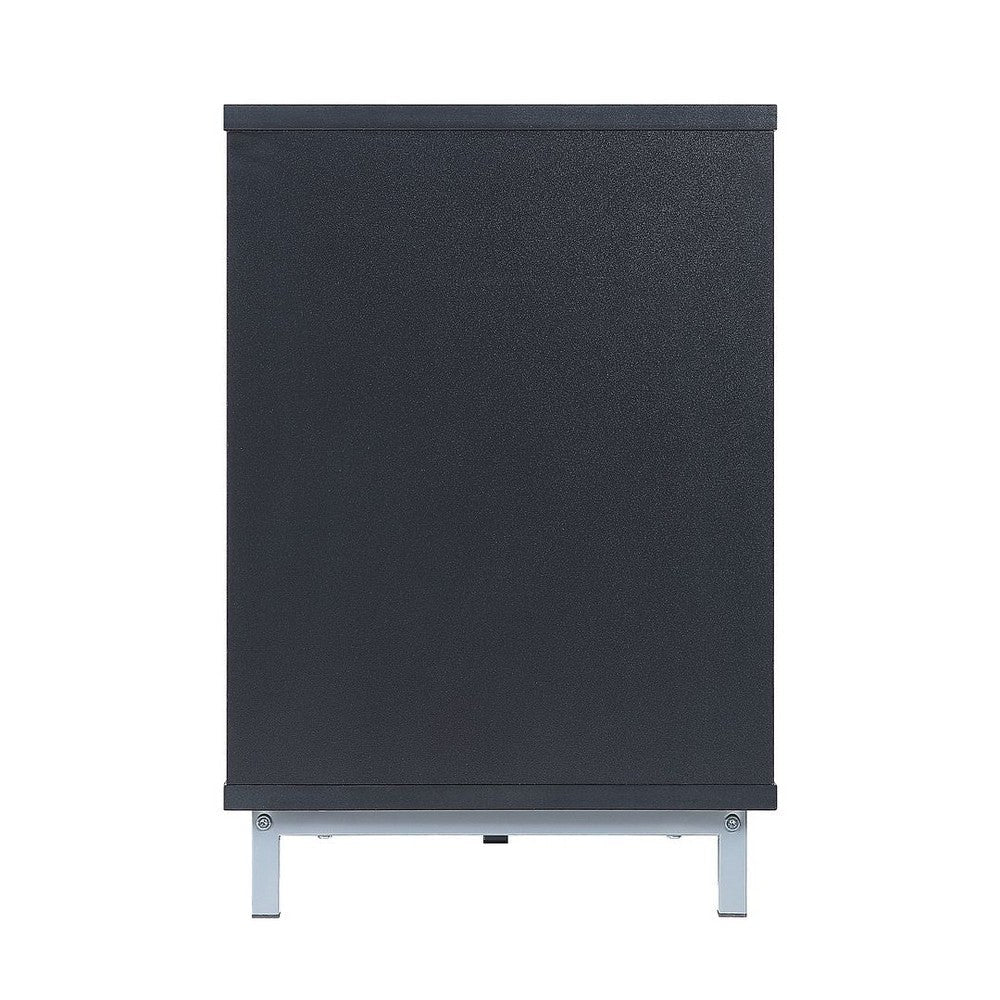 Brighton 60’’ Fireplace with Glass Shelves and Media Wire Management in Onyx MHC-FP4-BL
