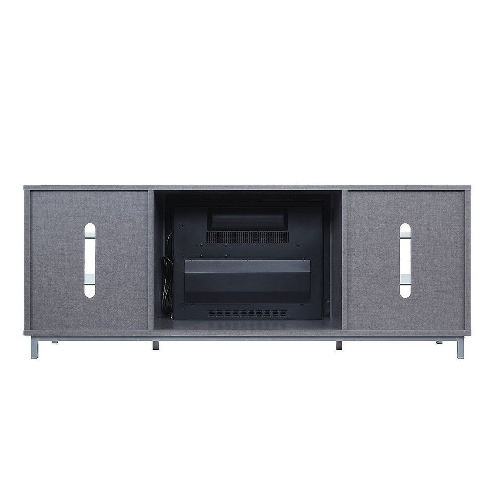Brighton 60’’ Fireplace with Glass Shelves and Media Wire Management in Grey MHC-FP4-GY