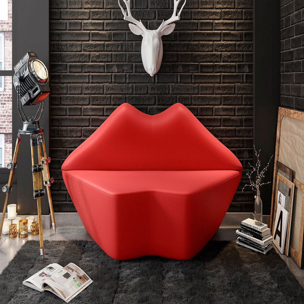Kiss 61.8 in. Red Faux Leather 2-Seater Loveseat MHC-LS010-RD