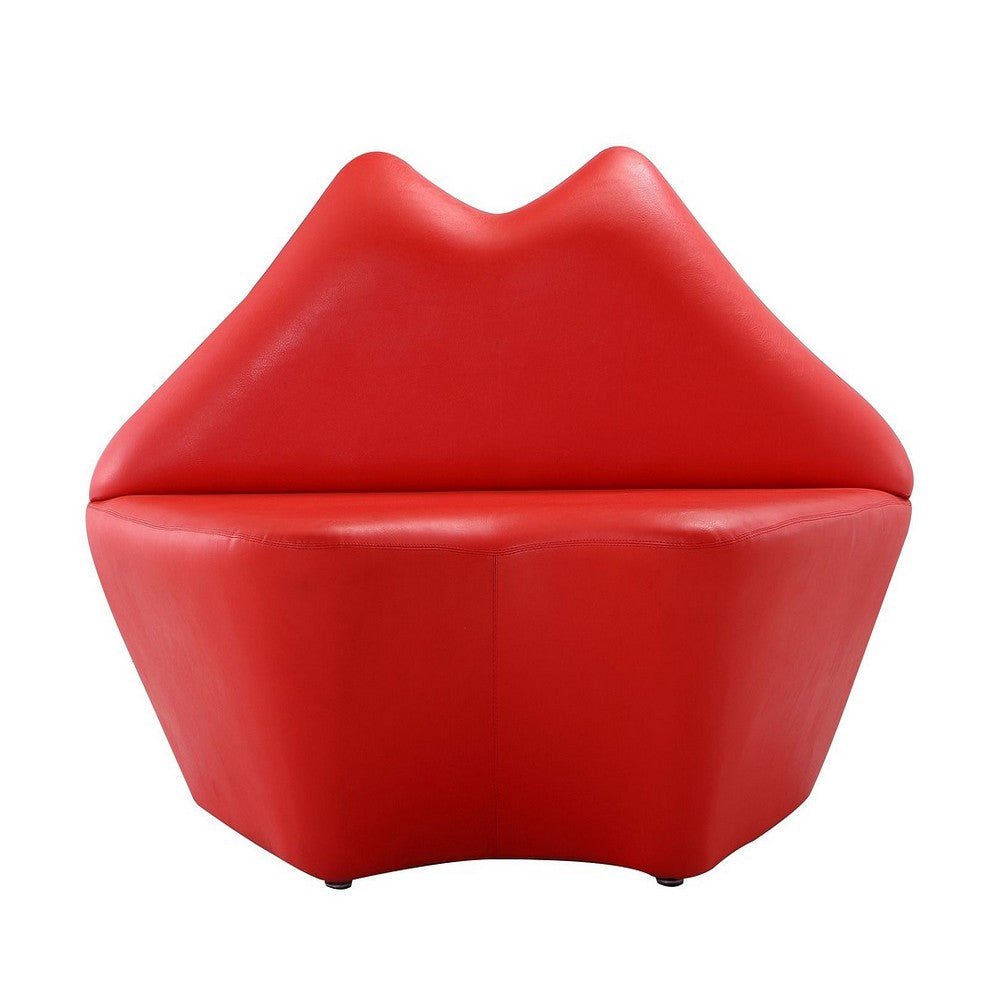 Kiss 61.8 in. Red Faux Leather 2-Seater Loveseat