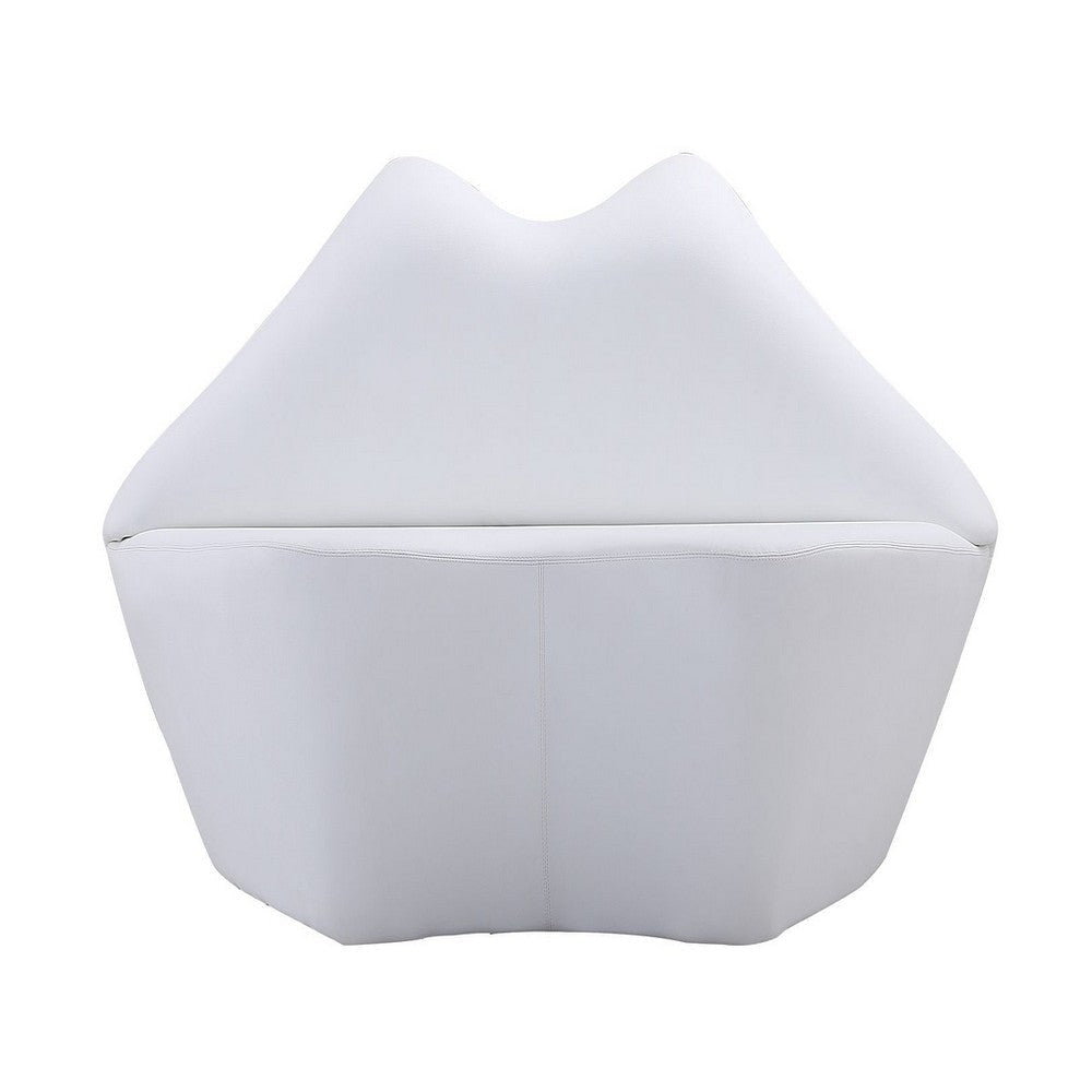 Kiss 61.8 in. White Faux Leather 2-Seater Loveseat