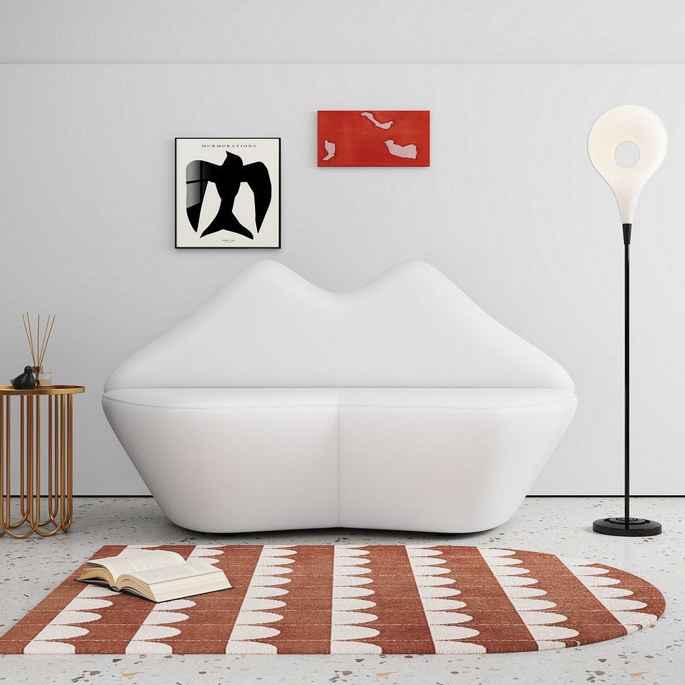 Kiss 61.8 in. White Faux Leather 2-Seater Loveseat