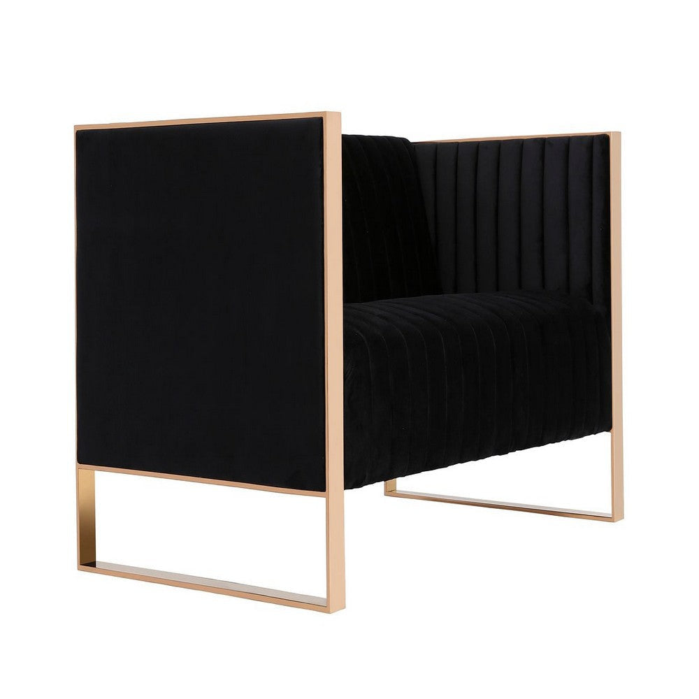 Trillium 57.48 in. Black and Gold Velvet 2-Seater Loveseat MHC-LS016-BK