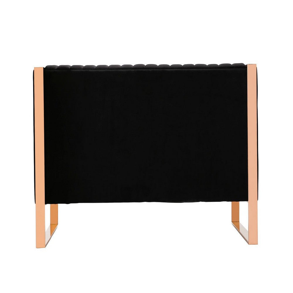 Trillium 57.48 in. Black and Gold Velvet 2-Seater Loveseat MHC-LS016-BK
