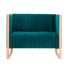 Trillium 57.48 in. Aqua Blue and Gold Velvet 2-Seater Loveseat