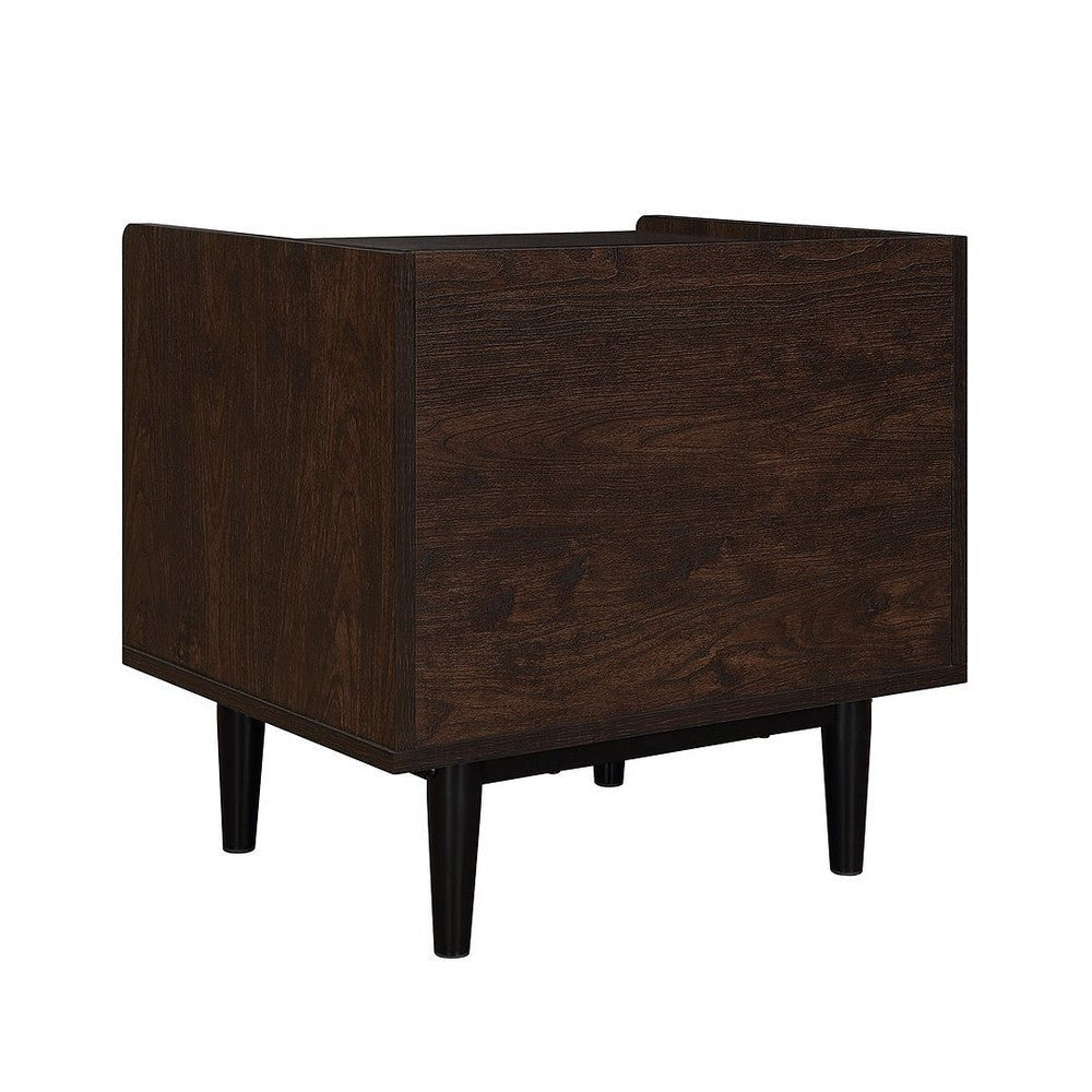 Duane Modern Ribbed Nightstand with Full Extension Drawer in Dark Brown and Black MHC-NS-10GLF-BK
