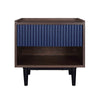 Duane Modern Ribbed Nightstand with Full Extension Drawer in Dark Brown and Navy Blue