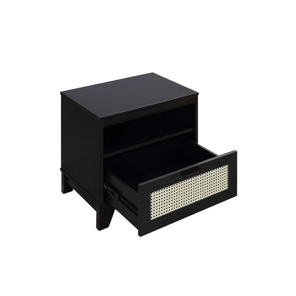 Sheridan Modern Cane Nightstand in Black MHC-NS-5GLF-BK