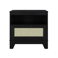 Sheridan Modern Cane Nightstand in Black