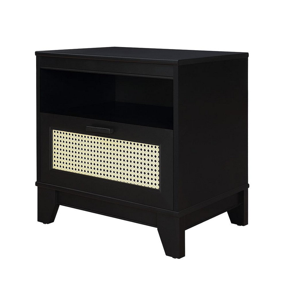 Sheridan Modern Cane Nightstand in Black MHC-NS-5GLF-BK