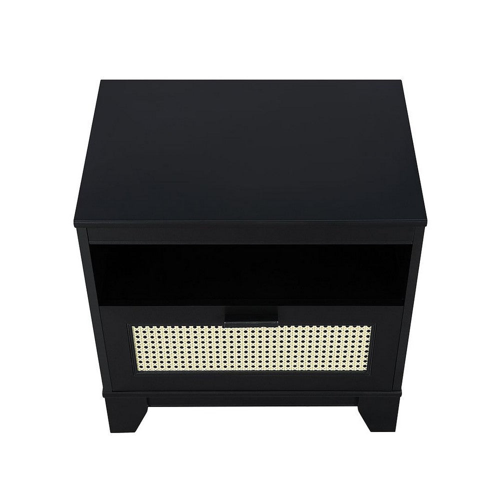 Sheridan Modern Cane Nightstand in Black MHC-NS-5GLF-BK