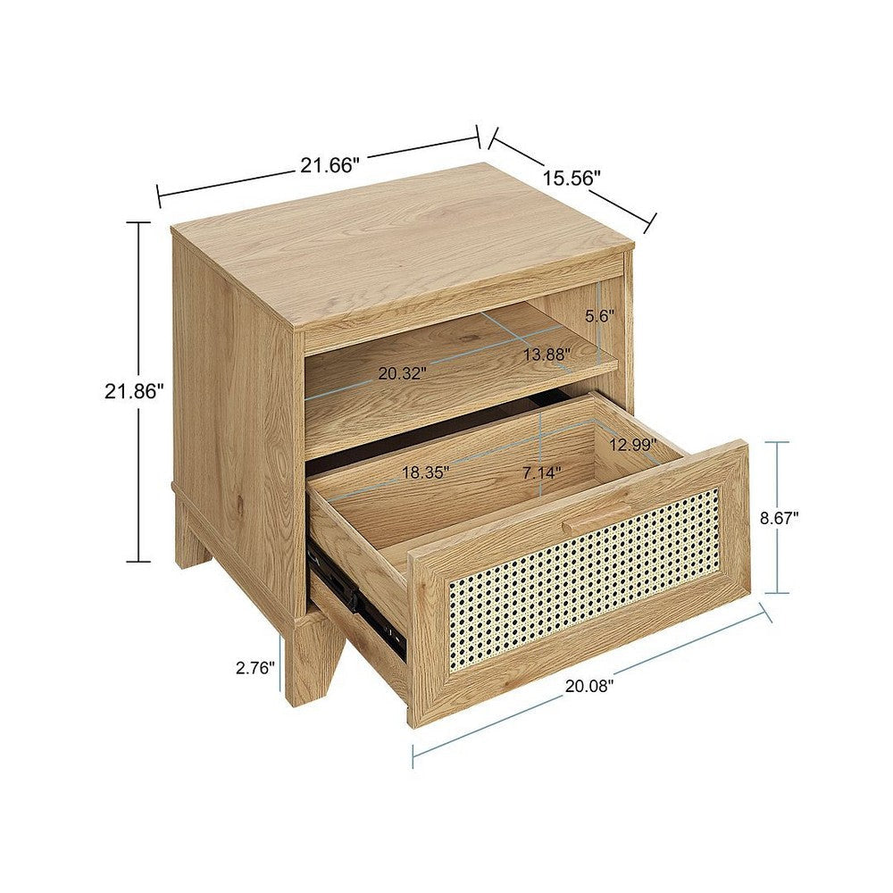 Sheridan Modern Cane Nightstand in Nature MHC-NS-5GLF-NA