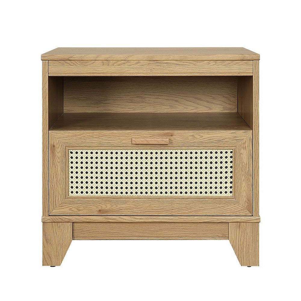 Sheridan Modern Cane Nightstand in Nature