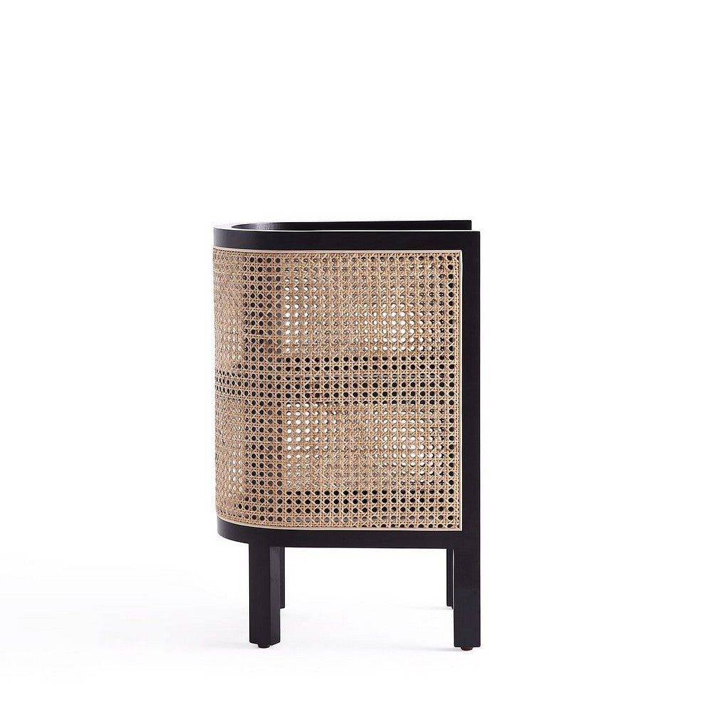 Versailles End Table in Black and Natural Cane MHC-NSCA01-BK