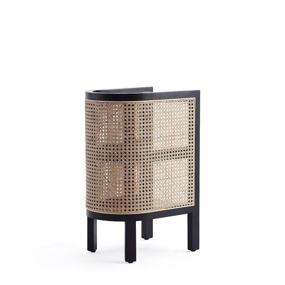 Versailles End Table in Black and Natural Cane MHC-NSCA01-BK