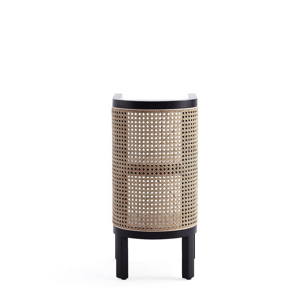 Versailles End Table in Black and Natural Cane MHC-NSCA01-BK