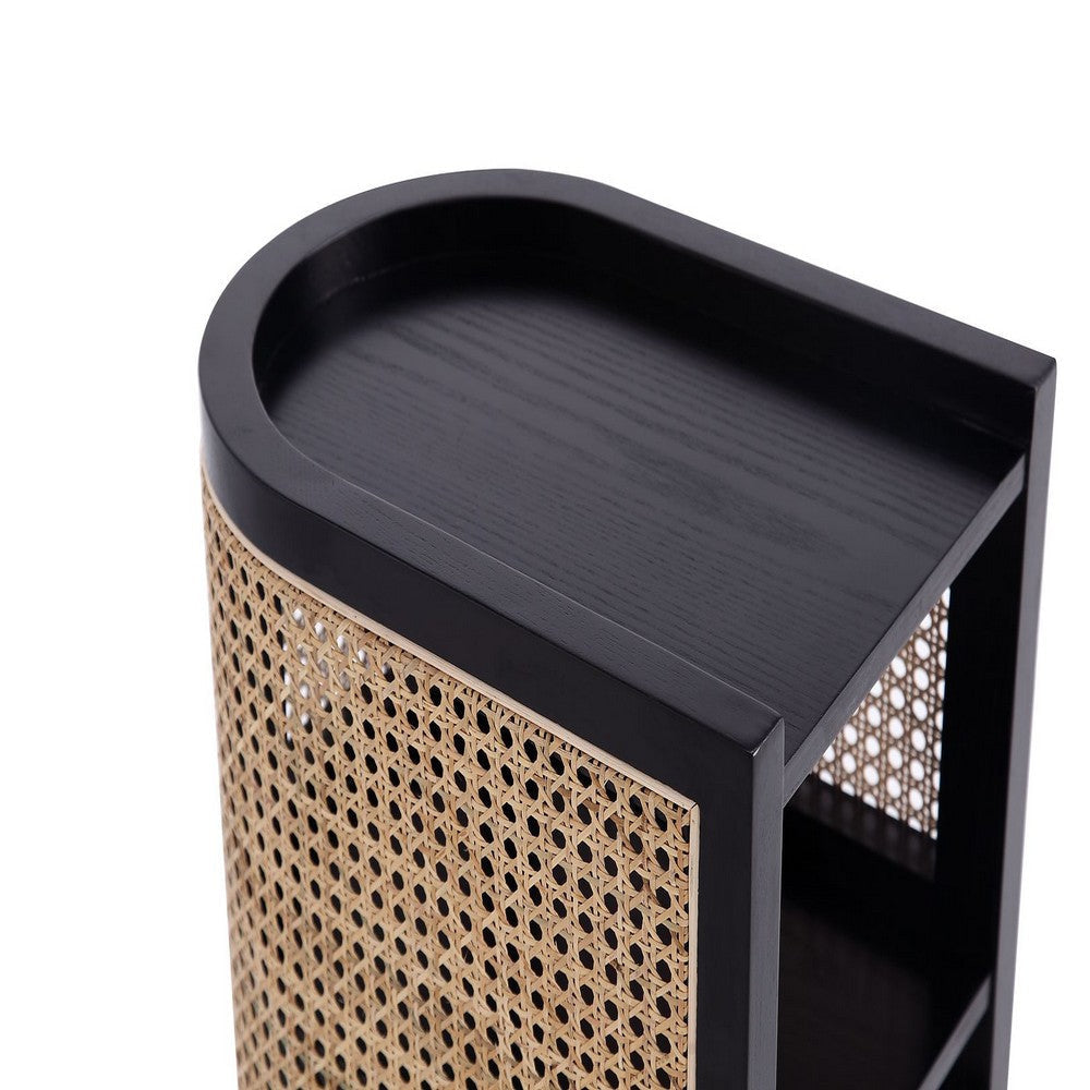 Versailles End Table in Black and Natural Cane MHC-NSCA01-BK
