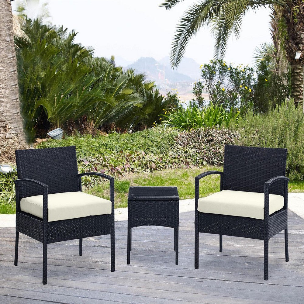 Noli Steel Rattan 3-Piece Patio Conversation Set with Cushions in Cream MHC-OD-CV006-CR