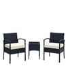 Noli Steel Rattan 3-Piece Patio Conversation Set with Cushions in Cream