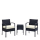 Noli Steel Rattan 3-Piece Patio Conversation Set with Cushions in Cream