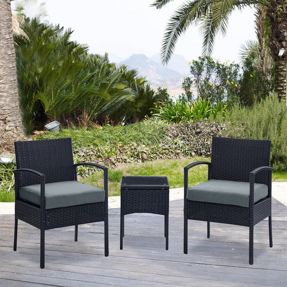 Noli Steel Rattan 3-Piece Patio Conversation Set with Cushions in Grey MHC-OD-CV006-GY