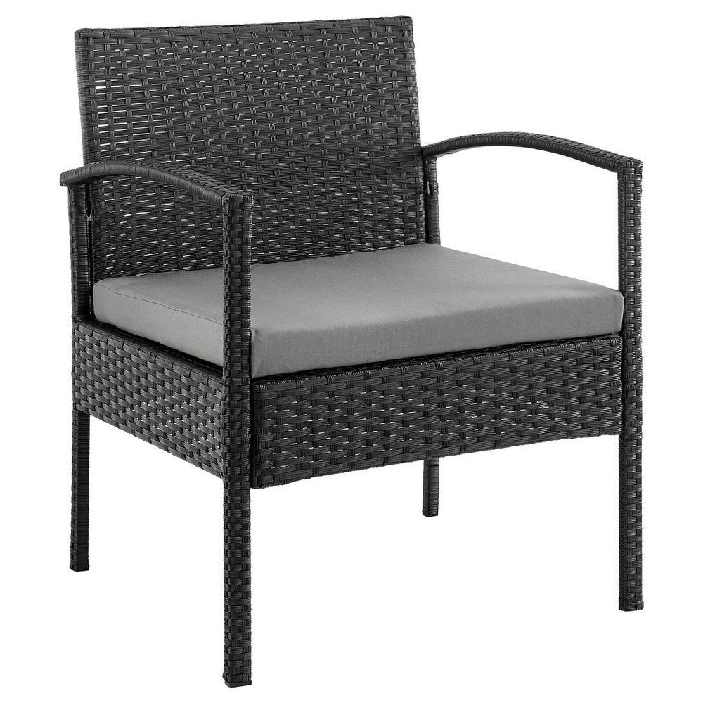 Noli Steel Rattan 3-Piece Patio Conversation Set with Cushions in Grey MHC-OD-CV006-GY
