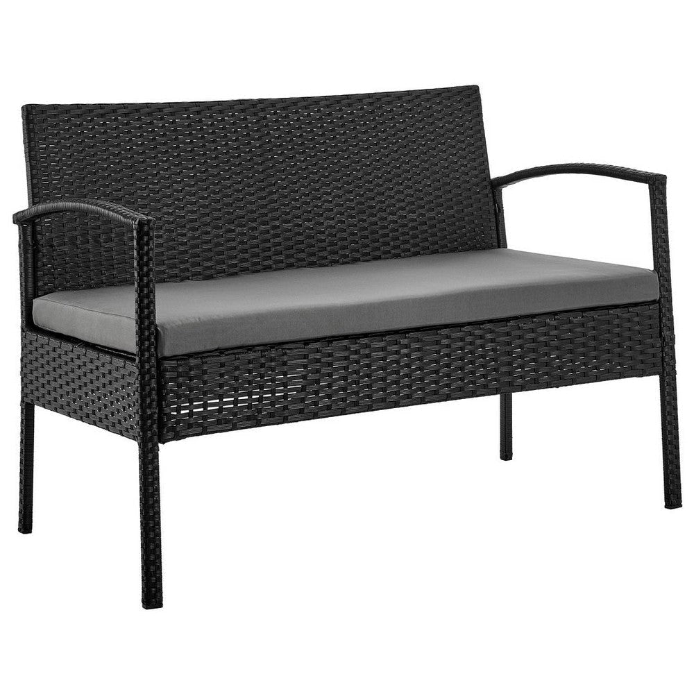 Noli Steel Rattan 4-Piece Patio Conversation Set with Cushions in Grey MHC-OD-CV007-GY