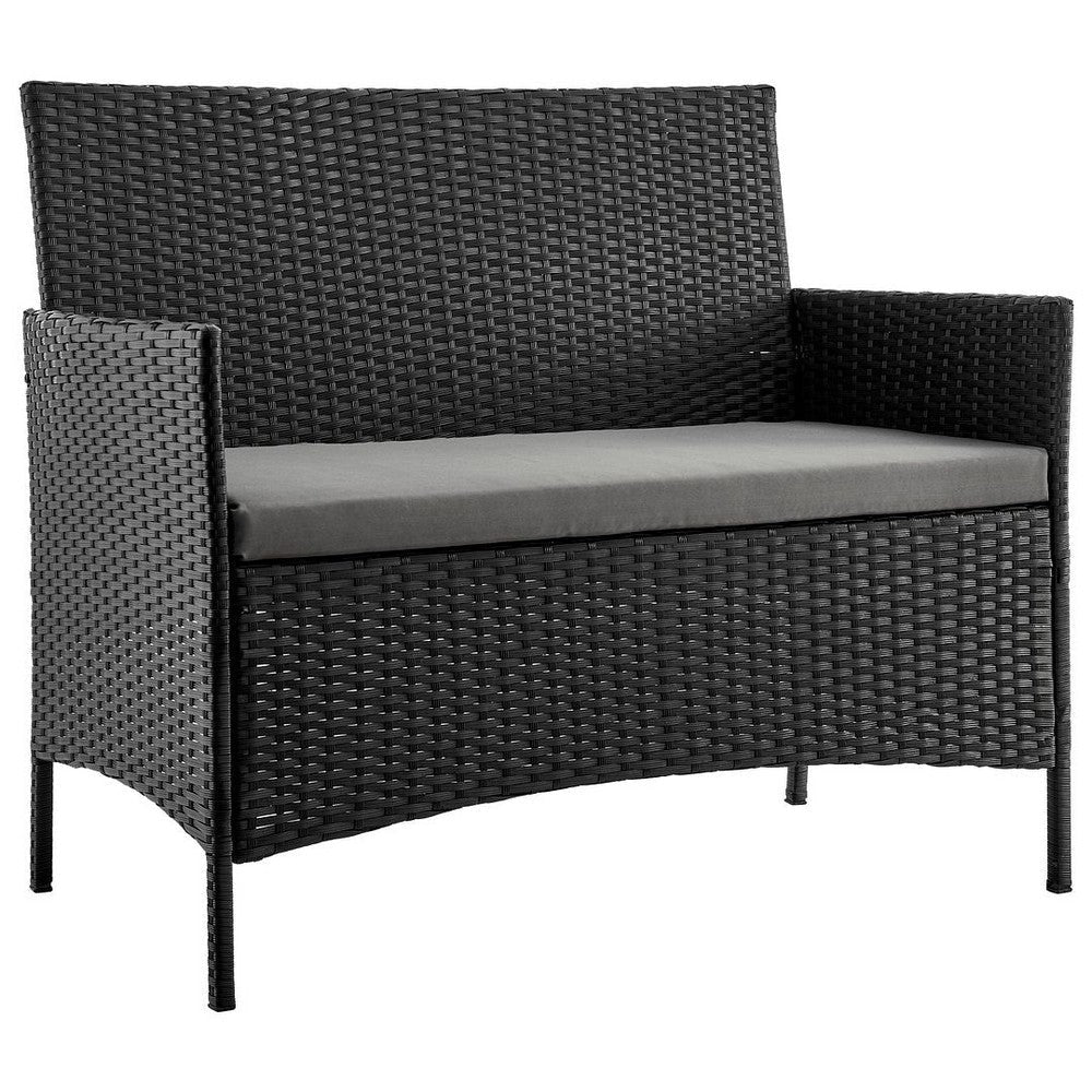 Imperia Steel Rattan 4-Piece Patio Conversation Set with Cushions in Grey MHC-OD-CV008-GY