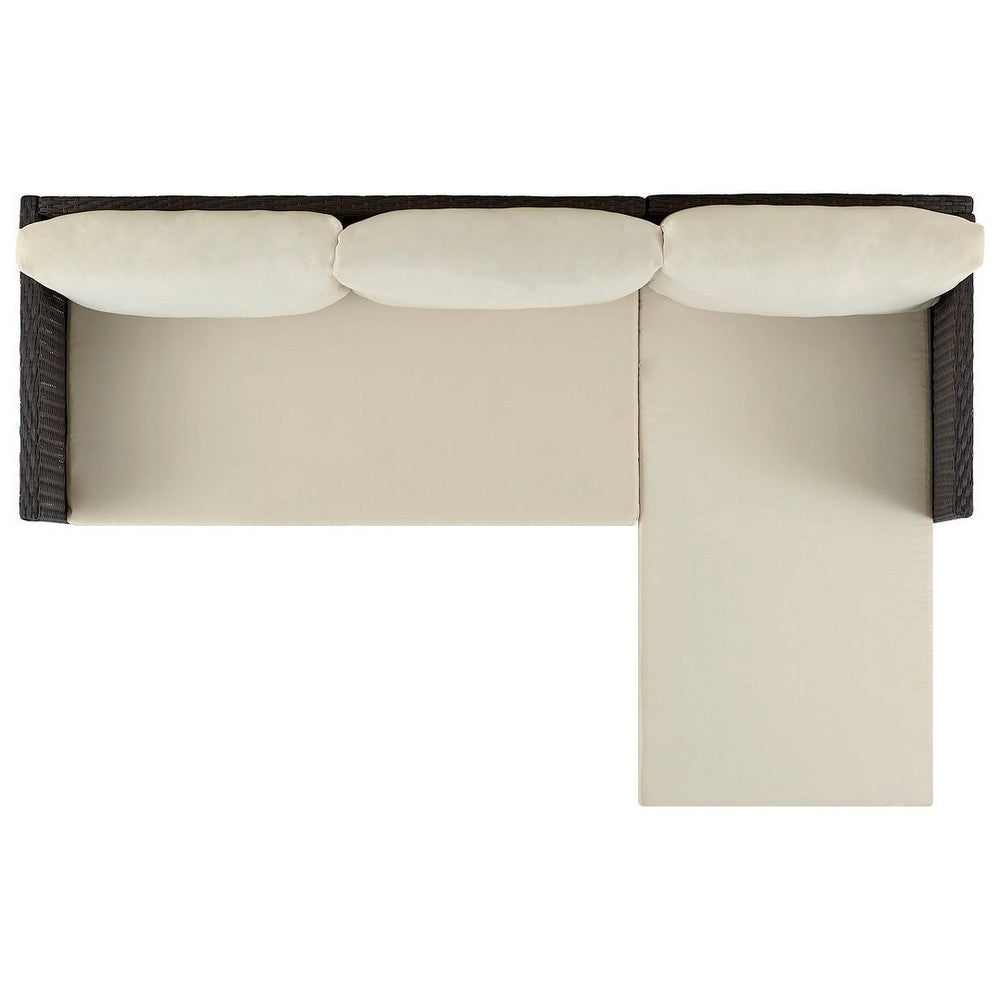 Menton Steel Rattan 2-Piece Chair Lounge and 2 Seater with Coffee Table Patio Set in Cream MHC-OD-CV009-CR