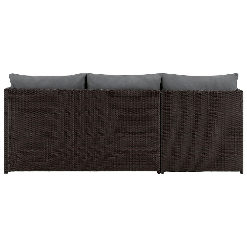 Menton Steel Rattan 2-Piece Chair Lounge and 2 Seater with Coffee Table Patio Set in Grey MHC-OD-CV009-GY