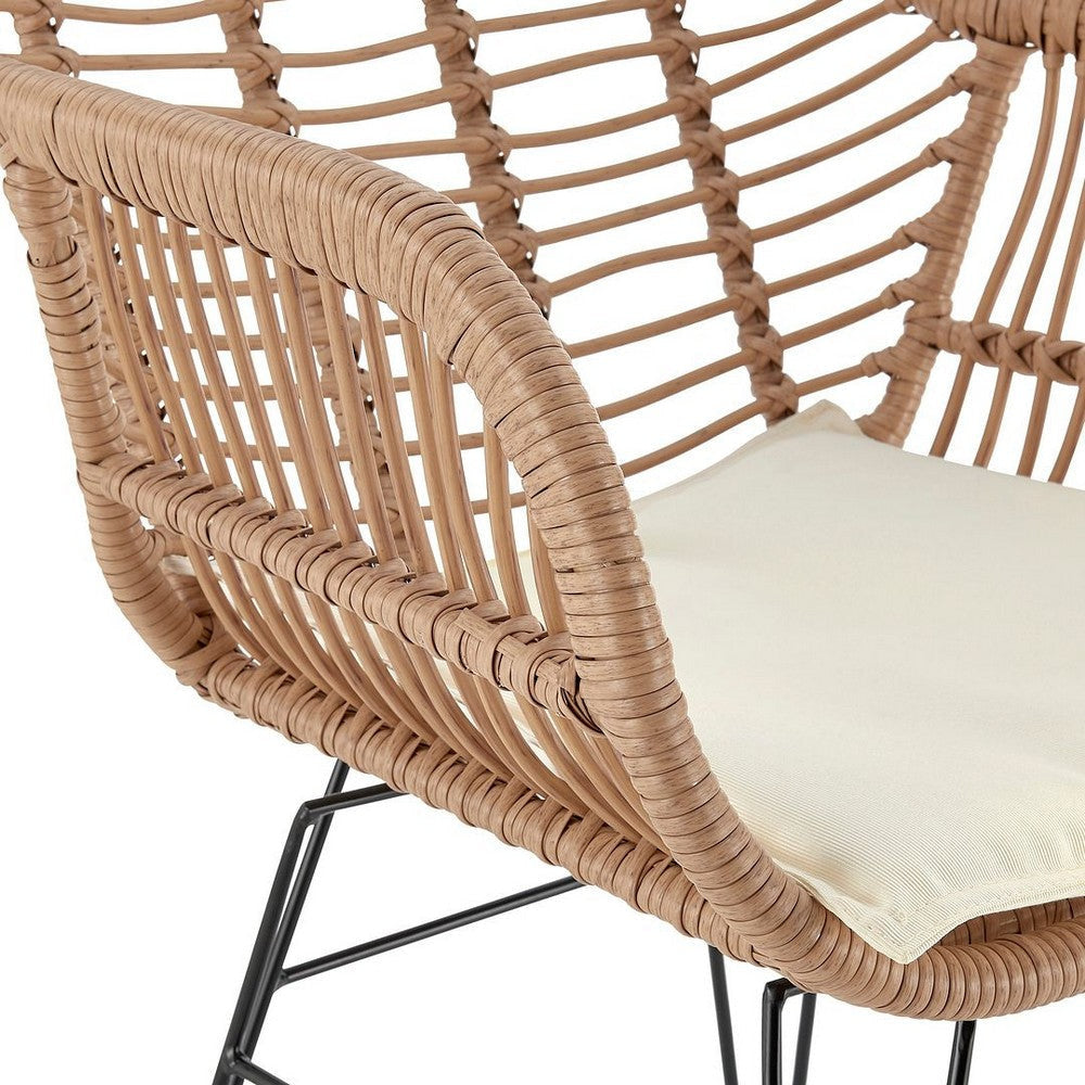 Antibes 1.0 Steel Rattan 3-Piece Patio Conversation Set with Cushions in Cream MHC-OD-CV010-CR