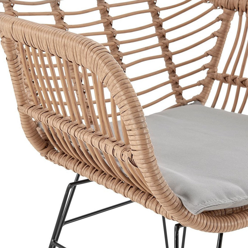 Antibes 1.0 Steel Rattan 3-Piece Patio Conversation Set with Cushions in Grey MHC-OD-CV010-GY