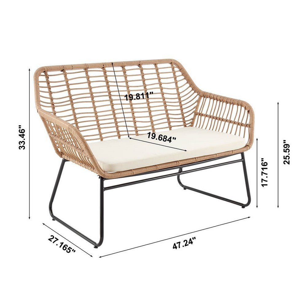 Antibes 2.0 Steel Rattan 4-Piece Patio Conversation Set with Cushions in Cream MHC-OD-CV011-CR