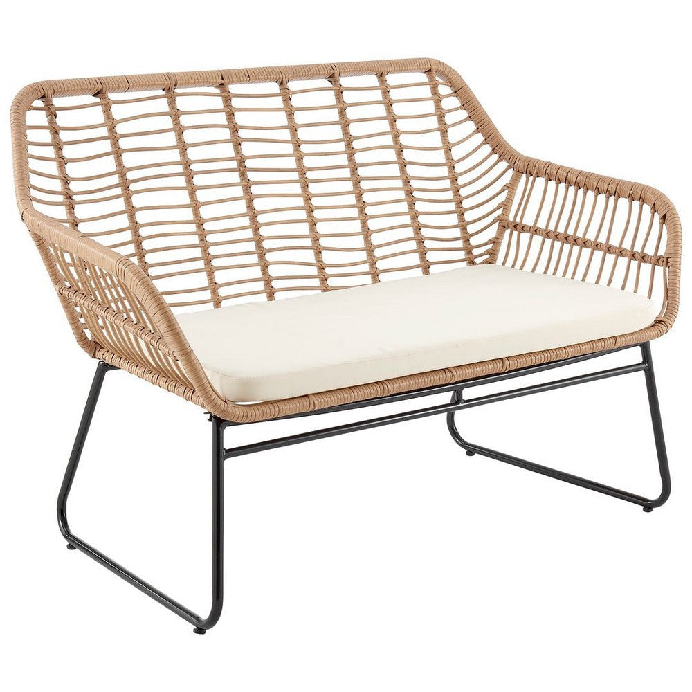 Antibes 2.0 Steel Rattan 4-Piece Patio Conversation Set with Cushions in Cream MHC-OD-CV011-CR