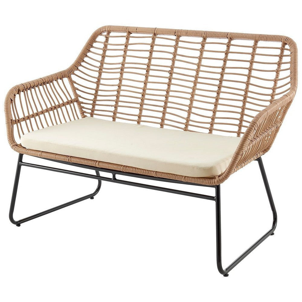 Antibes 2.0 Steel Rattan 4-Piece Patio Conversation Set with Cushions in Cream MHC-OD-CV011-CR