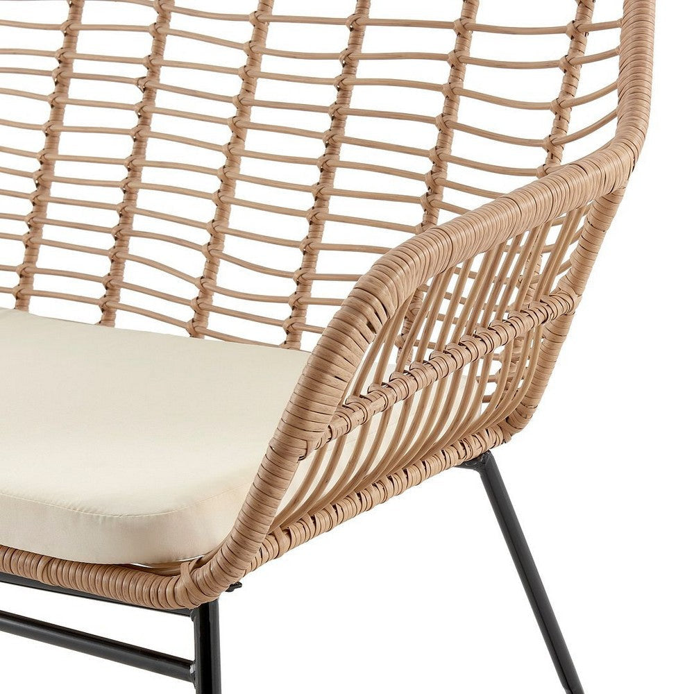 Antibes 2.0 Steel Rattan 4-Piece Patio Conversation Set with Cushions in Cream MHC-OD-CV011-CR