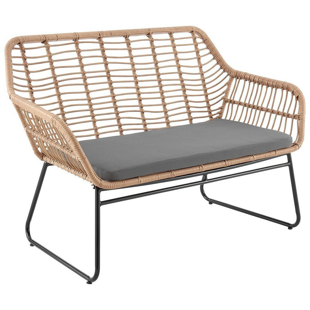 Antibes 2.0 Steel Rattan 4-Piece Patio Conversation Set with Cushions in Grey MHC-OD-CV011-GY